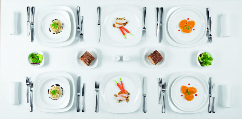 Assiette creuse carré ivoire porcelaine vitrifiée 26,7x26,7 cm Ska Rak