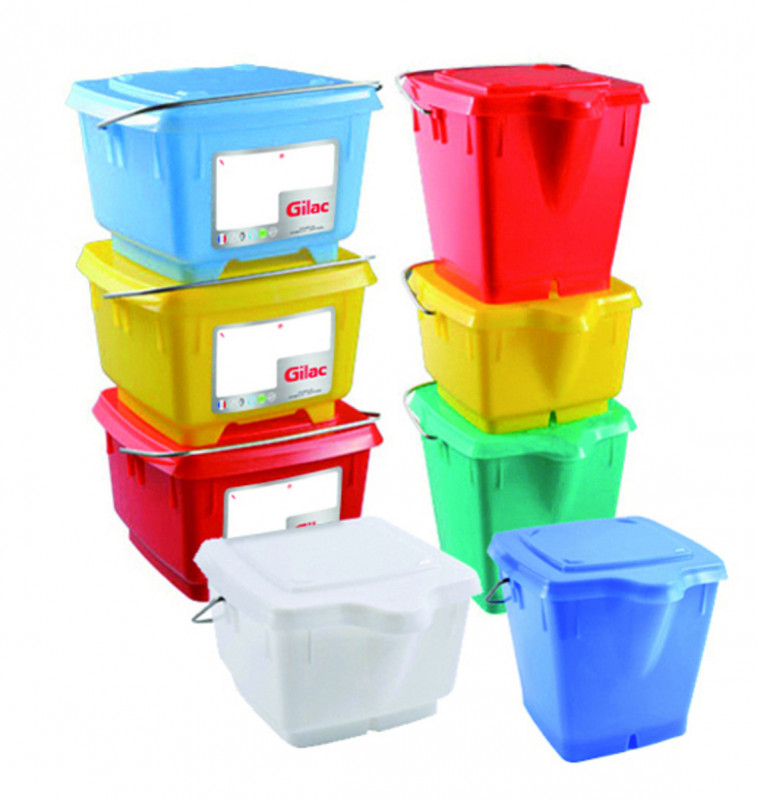 Seau Avec couvercle blanc plastique 30,5x33x28 cm 12 L fond plein parois pleines Gilac
