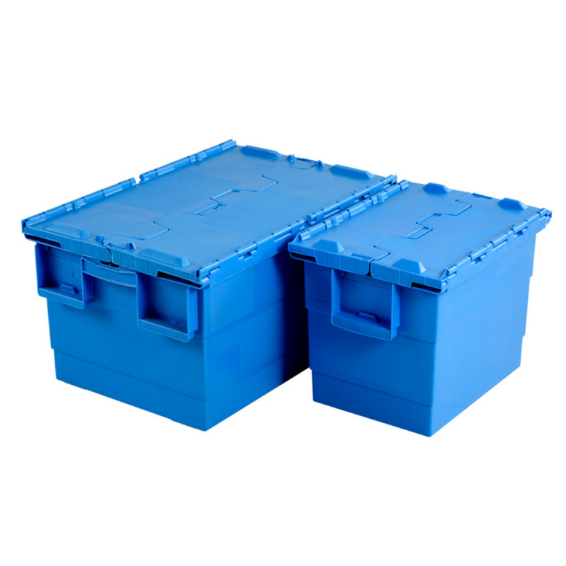 Bac avec couvercle «&nbsp;crocodile&nbsp;» Avec couvercle bleu plastique 60x40x31,5 cm 55 L fond plein parois pleines Gilac
