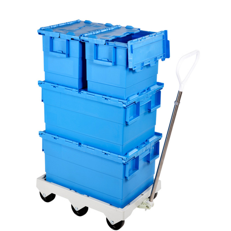 Bac avec couvercle «&nbsp;crocodile&nbsp;» Avec couvercle bleu plastique 60x40x31,5 cm 55 L fond plein parois pleines Gilac