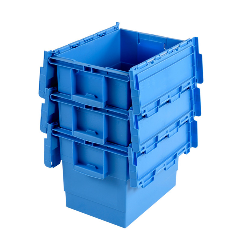 Bac avec couvercle «&nbsp;crocodile&nbsp;» Avec couvercle bleu plastique 40x30x31 cm 25 L fond plein parois pleines