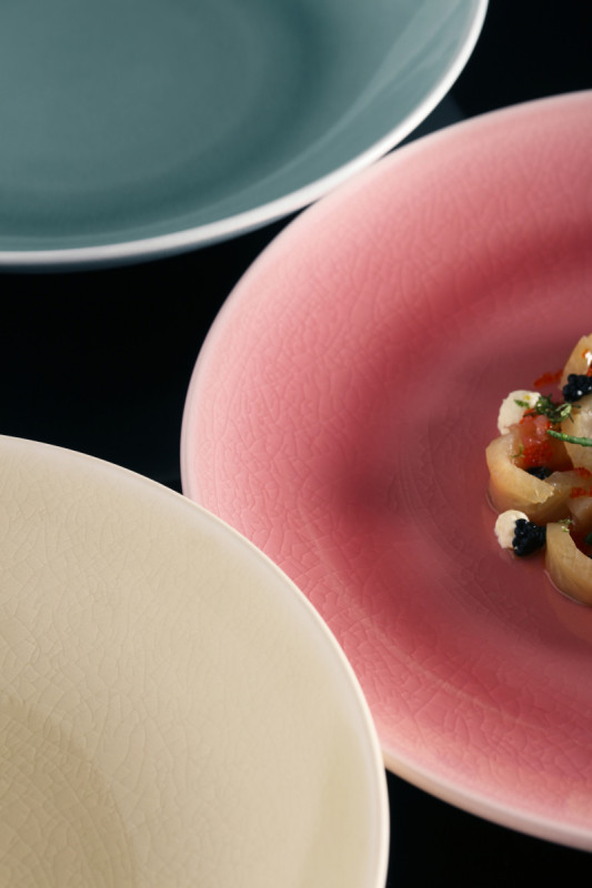 Assiette coupe plate rond bleu porcelaine vitrifiée Ø 29,3 cm Vintage Rak