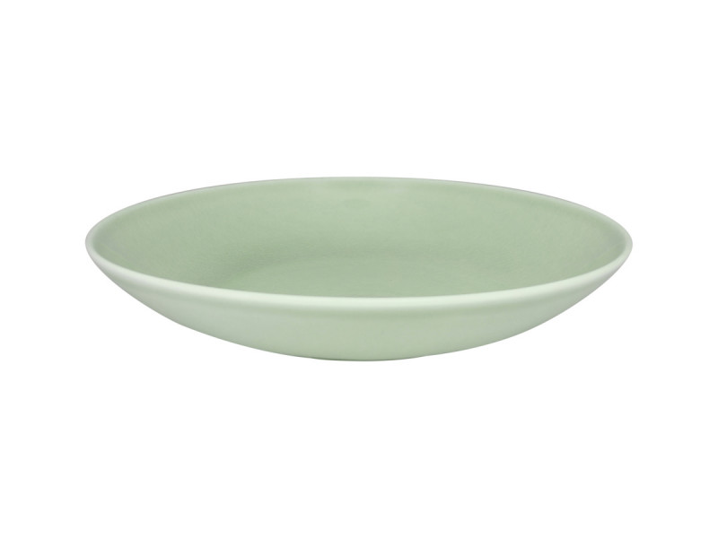 Assiette coupe creuse rond vert porcelaine vitrifiée Ø 22,2 cm Vintage Rak