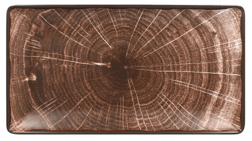 Assiette plate rectangulaire marron porcelaine vitrifiée 33,8x18,3 cm Woodart Rak