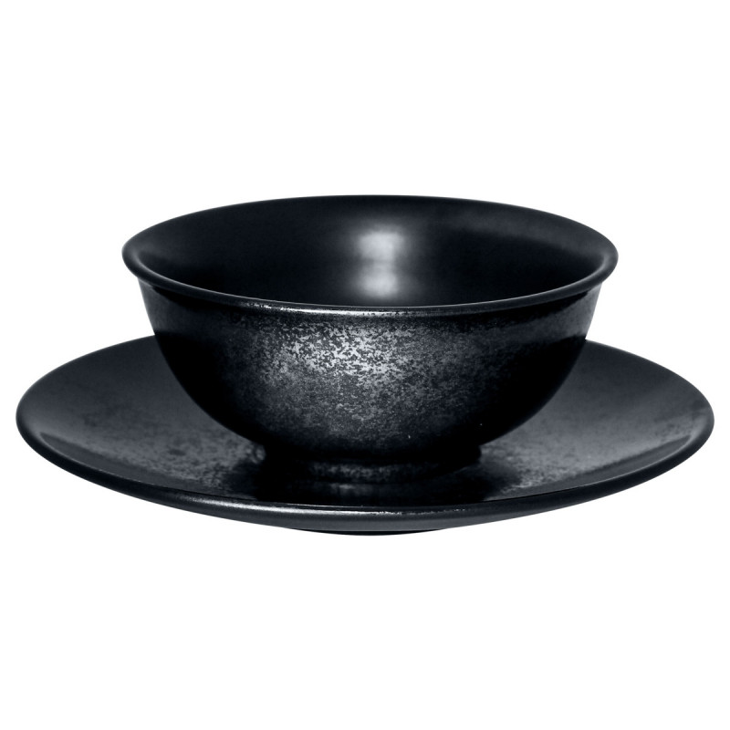 Bol rond noir porcelaine vitrifiée Ø 12 cm Karbon Rak