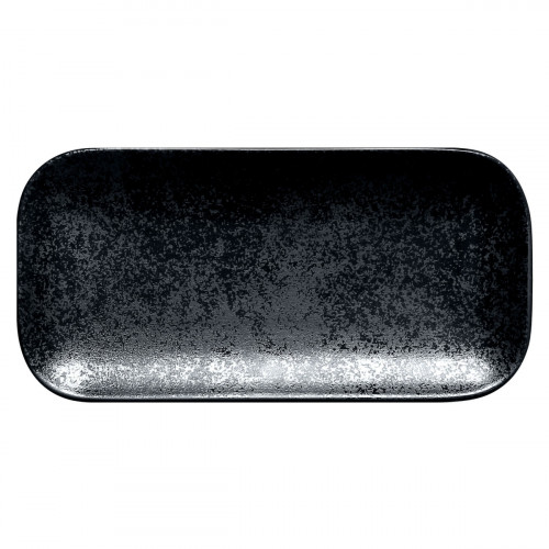 Assiette coupe plate rectangulaire noir porcelaine vitrifiée 22x11 cm Karbon Rak