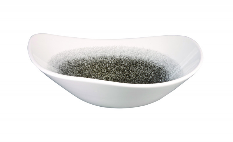 Saladier triangulaire noir porcelaine vitrifiée 23,5 cm Raku Quartz Churchill