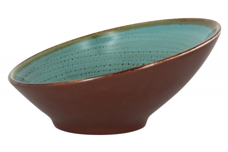 Saladier irrégulier turquoise porcelaine vitrifiée Ø 21,5 cm Twirl Rak
