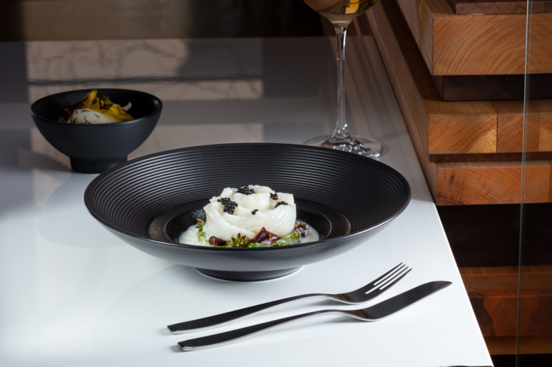 Assiette gourmet rond noir porcelaine vitrifiée Ø 25,6 cm Edge Rak