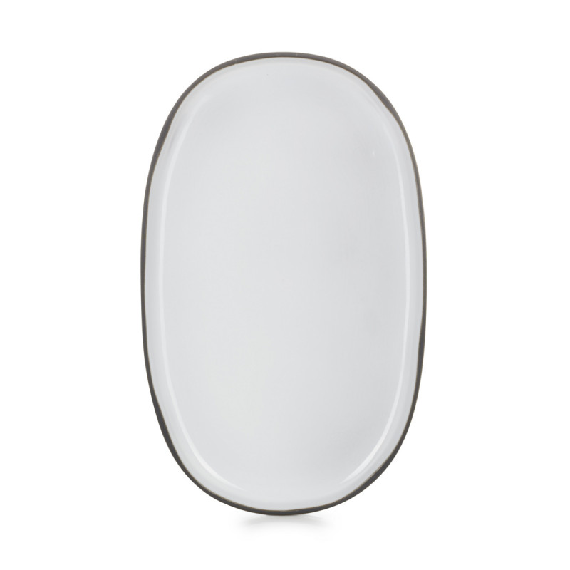 Assiette plate ovale blanc porcelaine culinaire 35,5x21,8 cm Caractère Revol