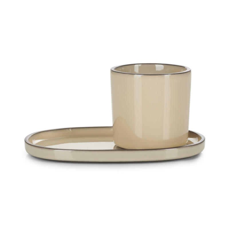 Sous-tasse à expresso ovale beige porcelaine culinaire 13,5 cm Caractère Revol