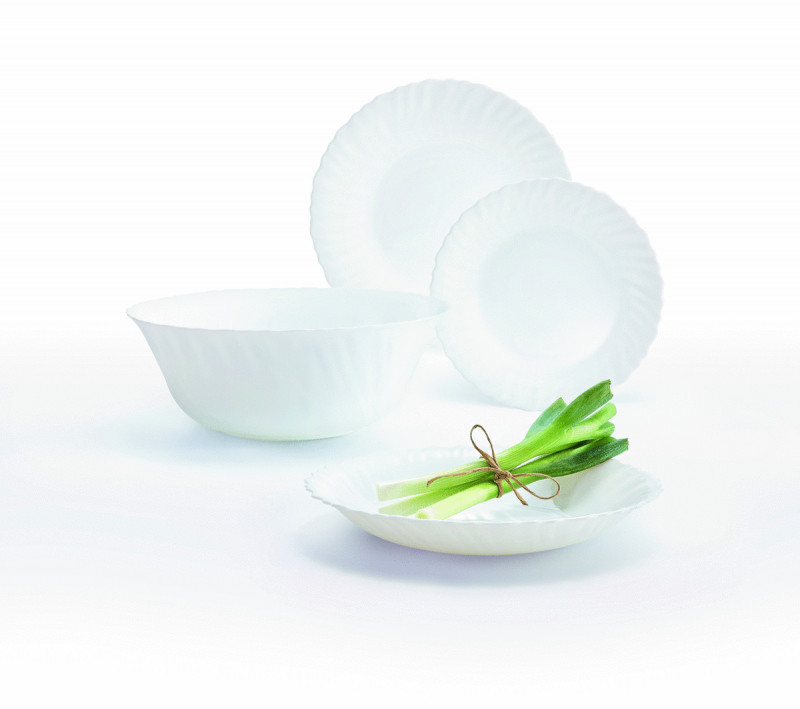 Assiette plate rond blanc verre opal Ø 27,3 cm Feston Luminarc