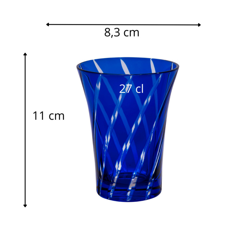 Gobelet forme haute bleu verre 27 cl Twins Geminiano Cozzi Venezia 1765