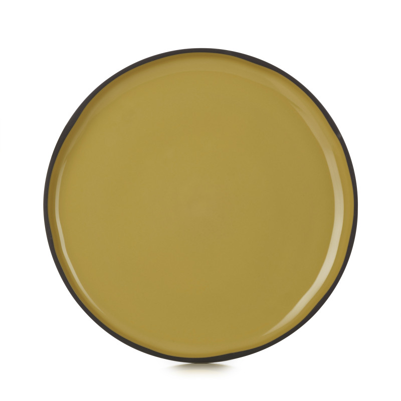 Assiette plate rond jaune porcelaine culinaire Ø 21 cm Caractère Revol