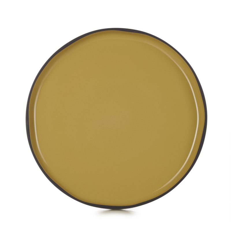 Assiette plate rond jaune porcelaine culinaire Ø 28 cm Caractère Revol