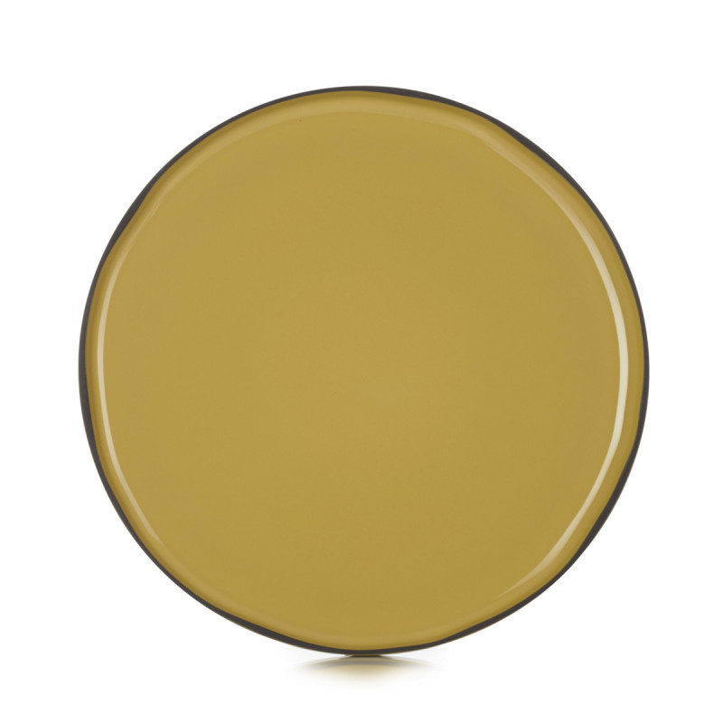 Assiette plate rond jaune porcelaine culinaire Ø 30 cm Caractère Revol