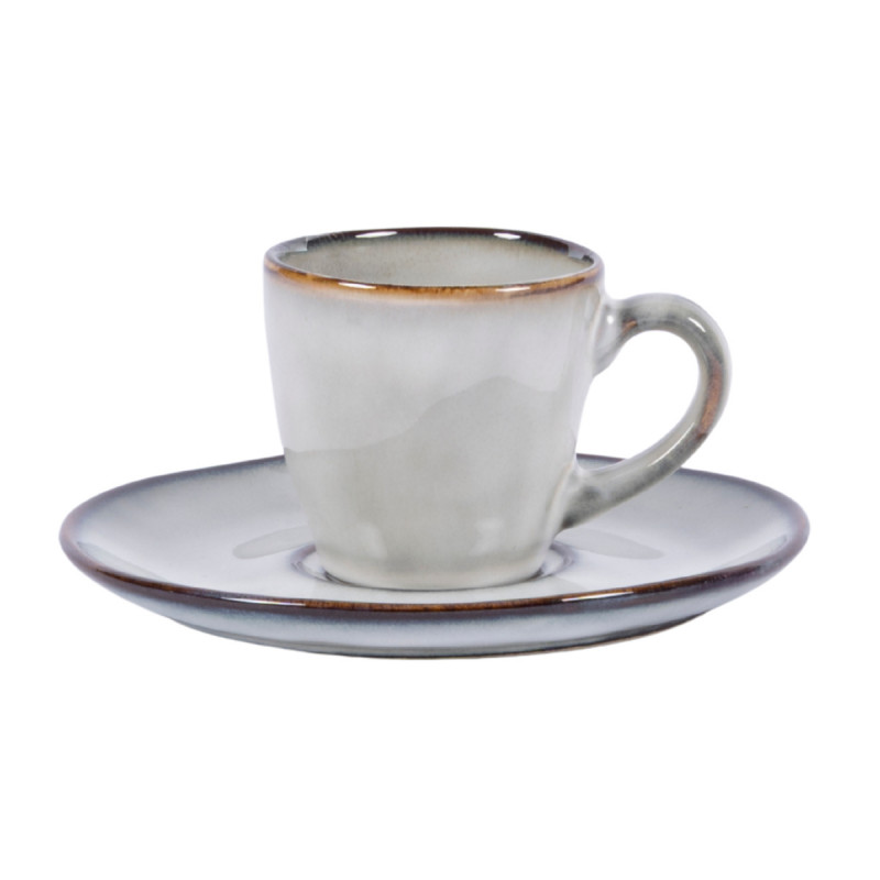 Sous tasse rond gris grès émaillé Ø 14 cm Sky Pro.mundi