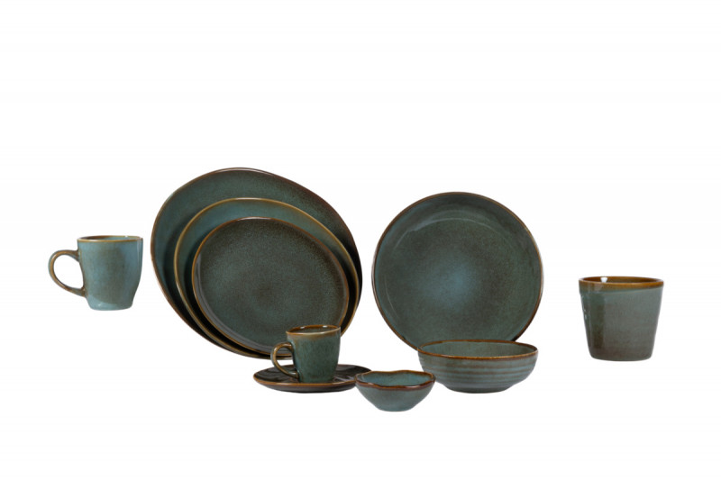 Sous tasse rond vert grès émaillé Ø 14 cm Sky Pro.mundi