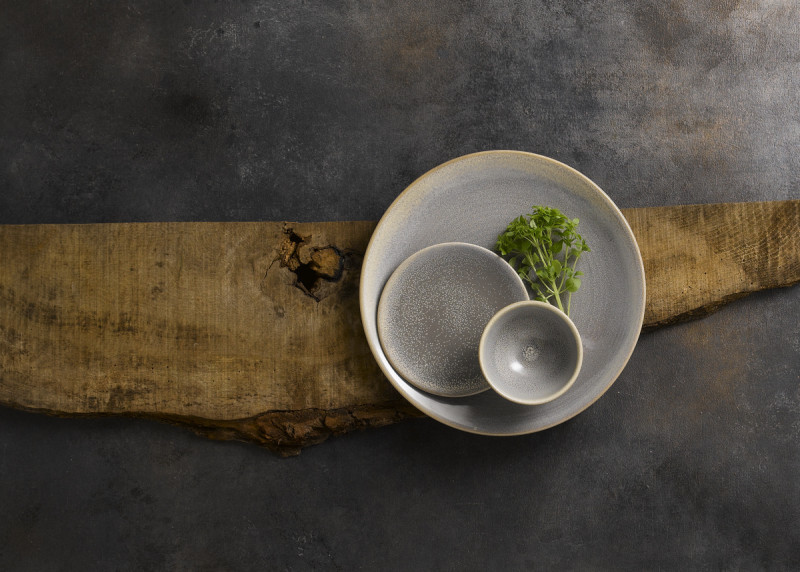 Assiette plate rond gris porcelaine Ø 25,2 cm Evo Granite Dudson