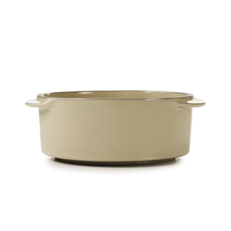 Cocotte sans couvercle rond beige porcelaine culinaire Ø 12 cm Caractère Revol