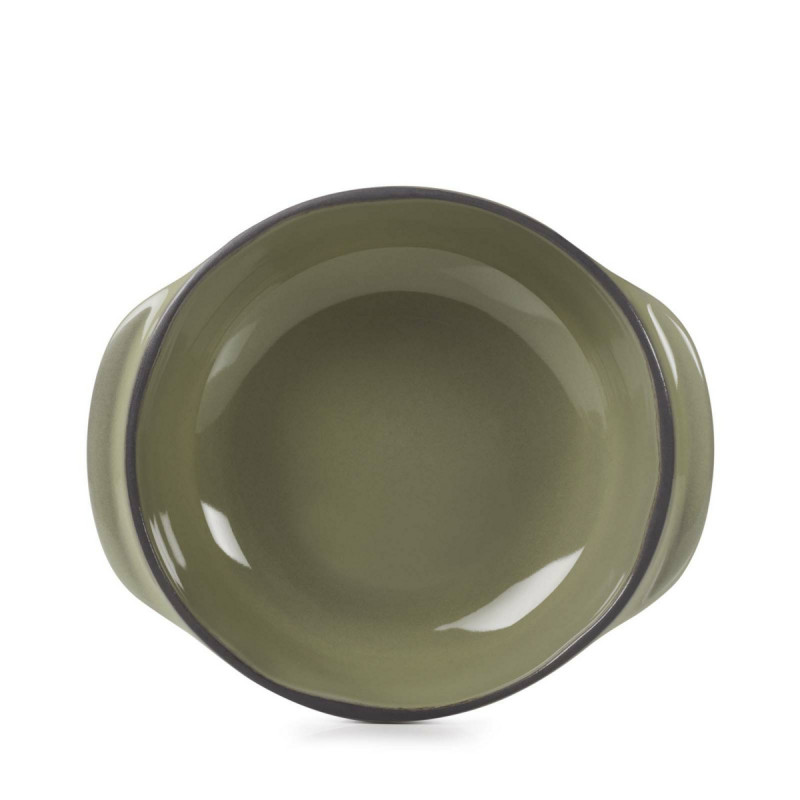 Cocotte sans couvercle rond vert porcelaine culinaire Ø 12 cm Caractère Revol