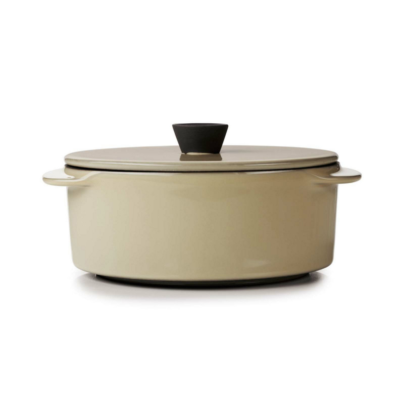 Cocotte avec couvercle rond beige porcelaine culinaire Ø 12 cm Caractère Revol
