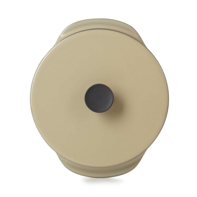Cocotte avec couvercle rond beige porcelaine culinaire Ø 12 cm Caractère Revol