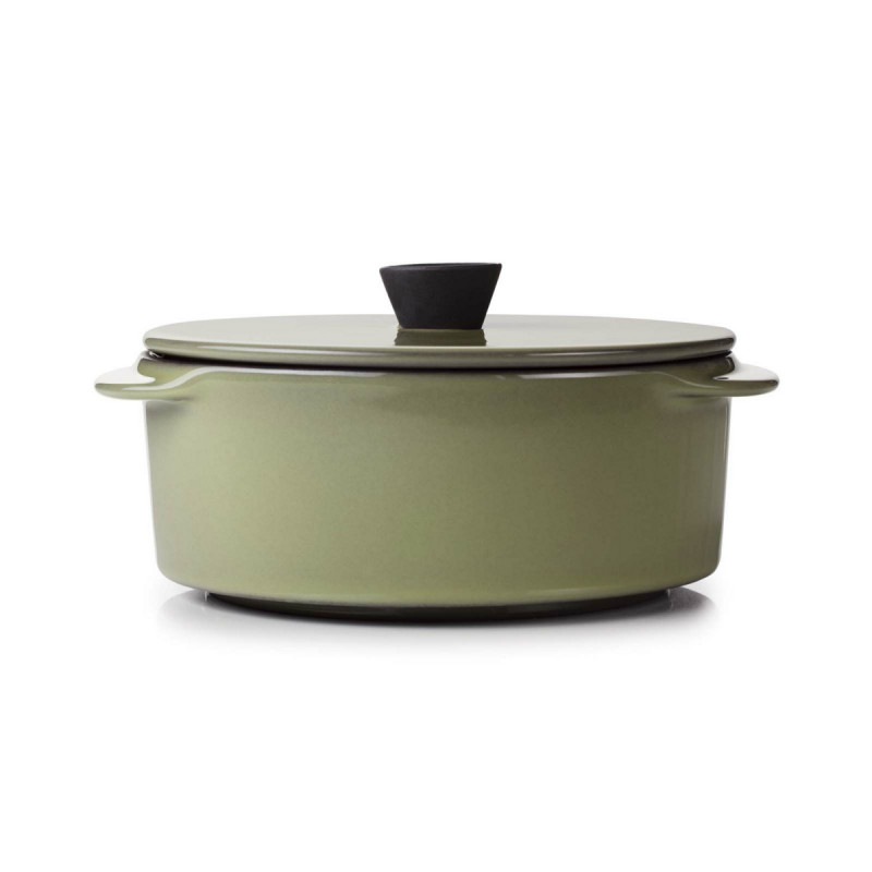 Cocotte avec couvercle rond vert porcelaine culinaire Ø 12 cm Caractère Revol