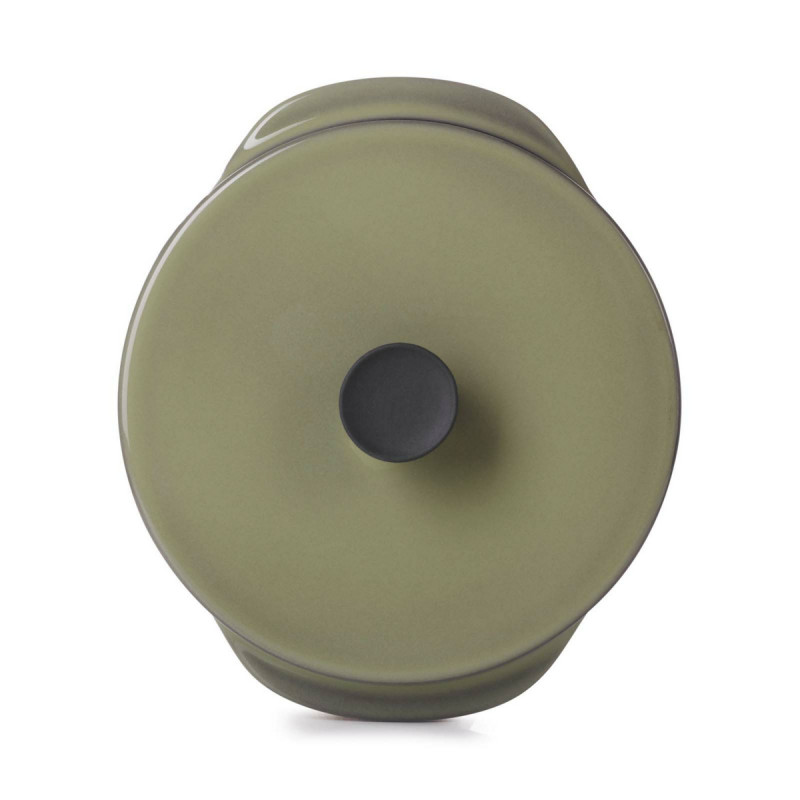 Cocotte avec couvercle rond vert porcelaine culinaire Ø 12 cm Caractère Revol