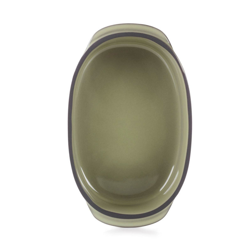 Plat ovale vert porcelaine culinaire 16 cm Caractère Revol