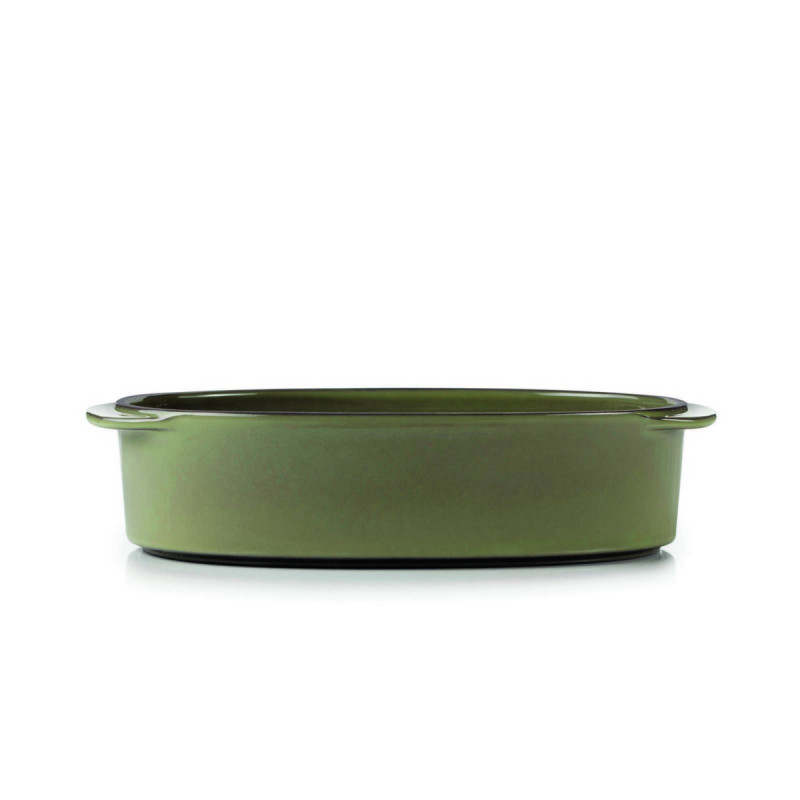 Plat ovale vert porcelaine culinaire 19 cm Caractère Revol