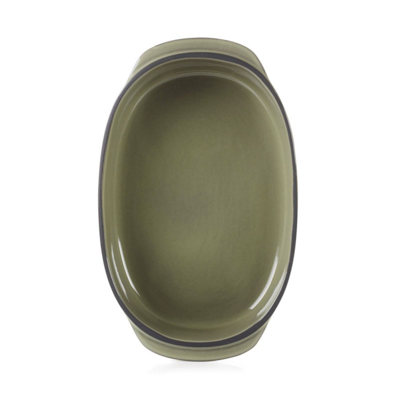 Plat ovale vert porcelaine culinaire 19 cm Caractère Revol