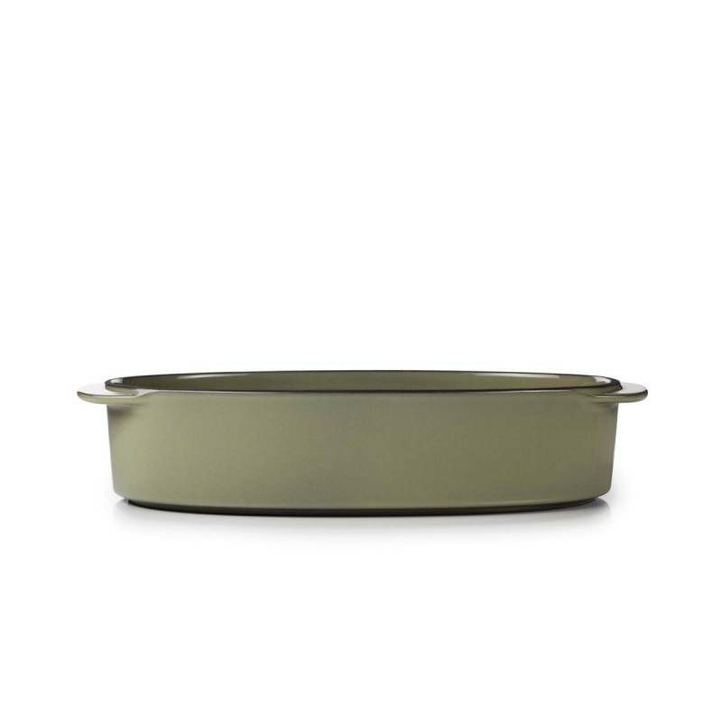 Plat ovale vert porcelaine culinaire 26 cm Caractère Revol