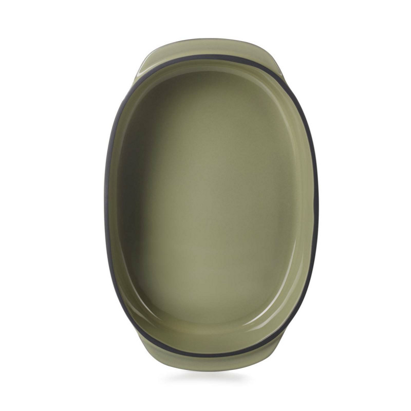 Plat ovale vert porcelaine culinaire 26 cm Caractère Revol