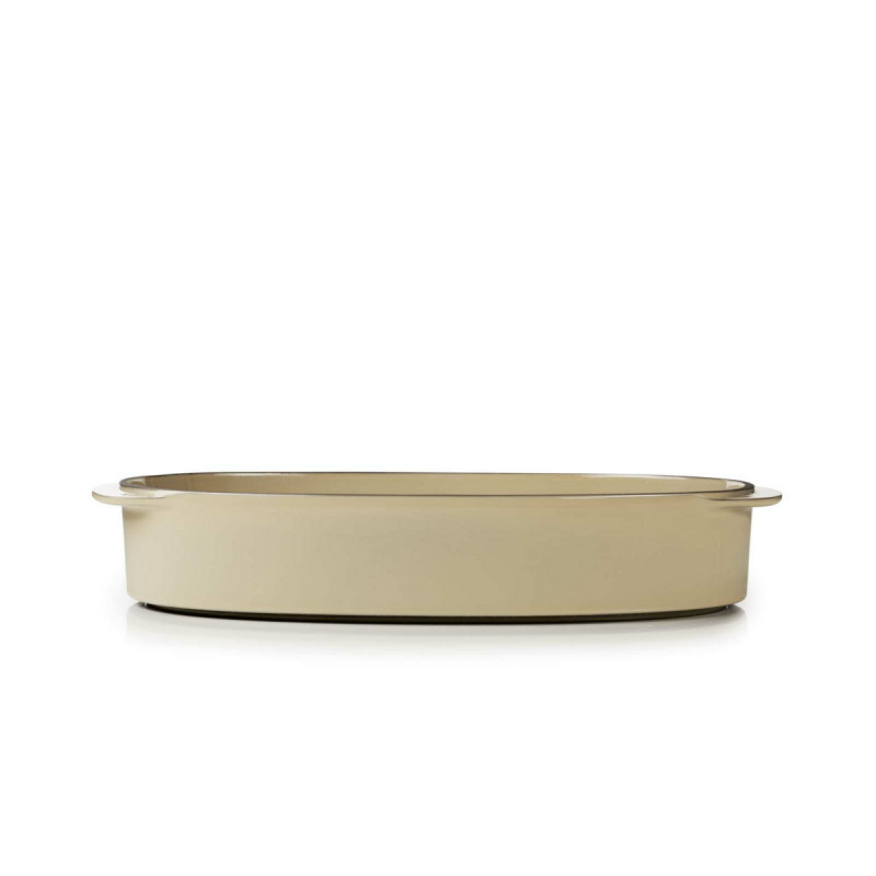 Plat ovale beige porcelaine culinaire 34 cm Caractère Revol