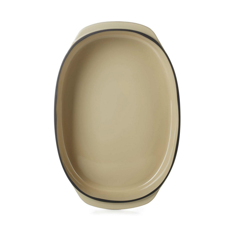 Plat ovale beige porcelaine culinaire 34 cm Caractère Revol