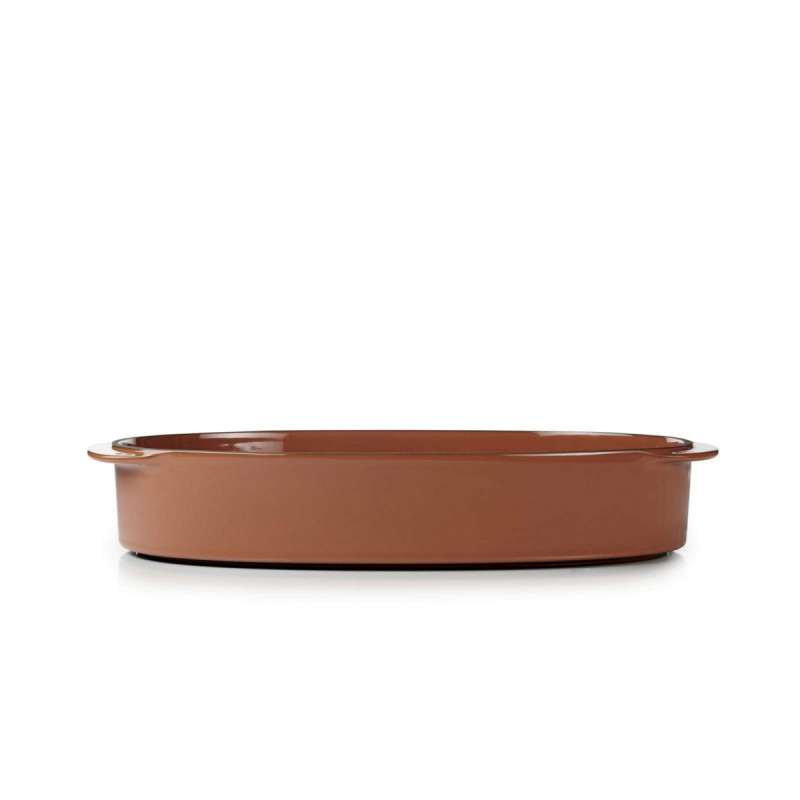 Plat ovale rouge porcelaine culinaire 34 cm Caractère Revol