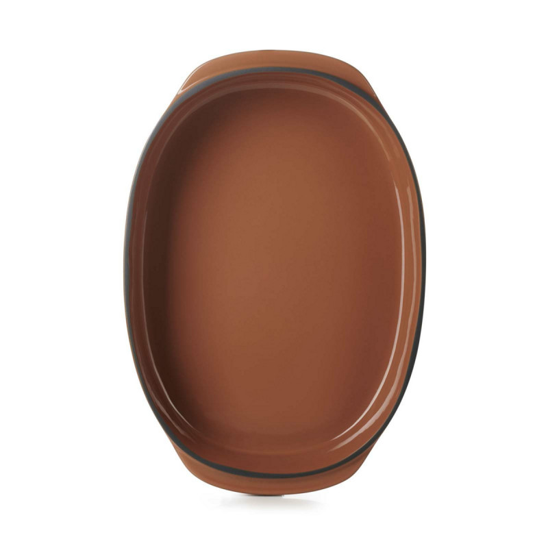 Plat ovale rouge porcelaine culinaire 34 cm Caractère Revol