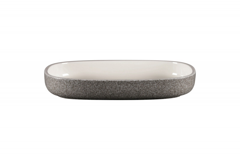 Plat creux ovale gris porcelaine vitrifiée 30 cm Rakstone Ease Rak