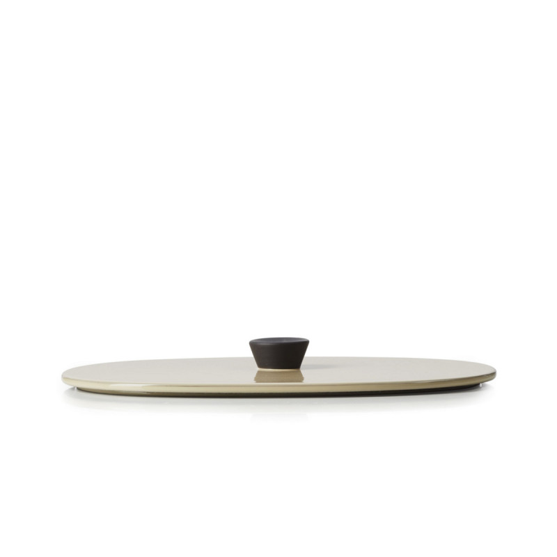 Couvercle pour plat ovale beige porcelaine culinaire 26x18,5 cm Caractère Revol