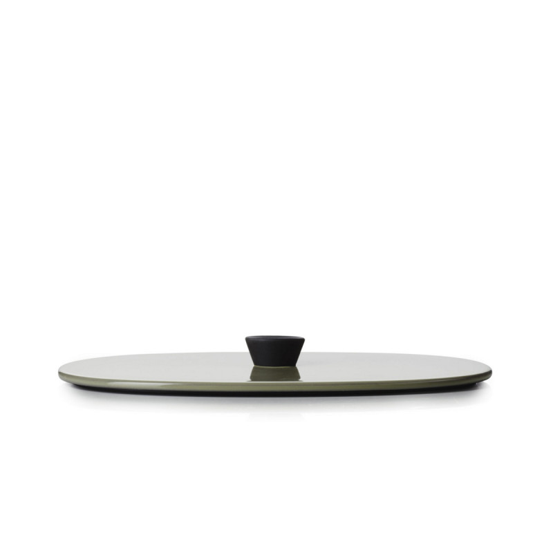 Couvercle pour plat ovale vert porcelaine culinaire 26x18,5 cm Caractère Revol