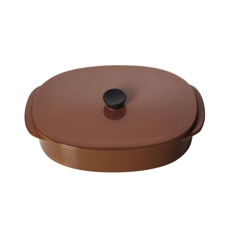 Plat avec couvercle ovale rouge porcelaine culinaire 26x18,5 cm Caractère Revol