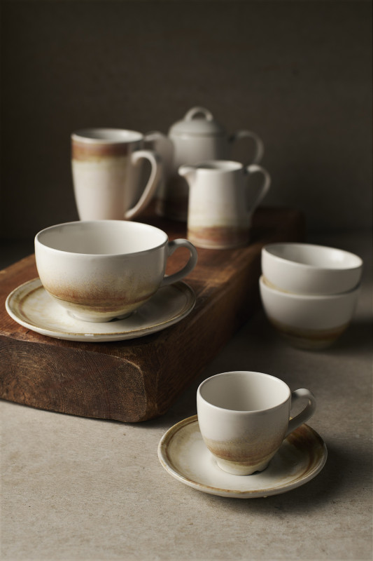 Sous tasse à cappuccino rond beige porcelaine vitrifiée Ø 15,6 cm Finca Sanstone Dudson