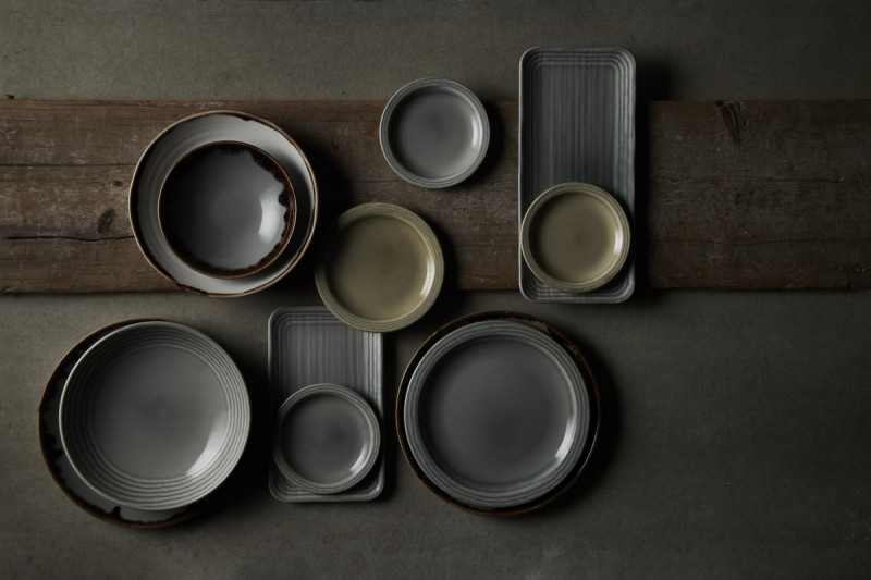 Assiette organique gris porcelaine vitrifiée 35x16 cm Harvest Norse Dudson