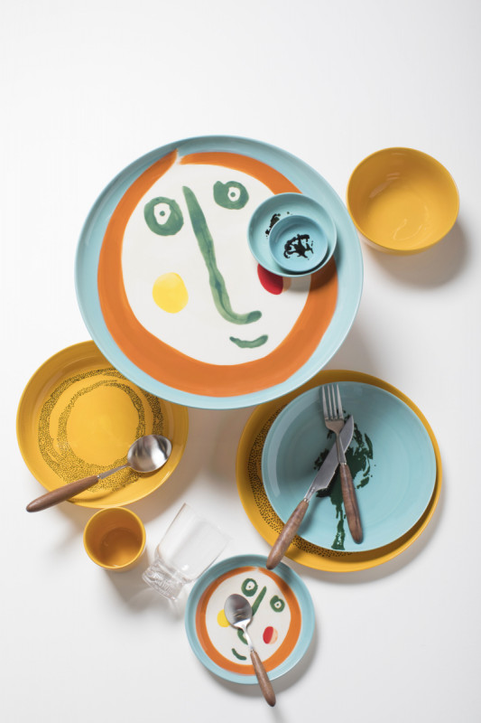Assiette plate rond sunny yellow - stripes rouge grès émaillé Ø 26,5 cm Feast By Ottolenghi Serax