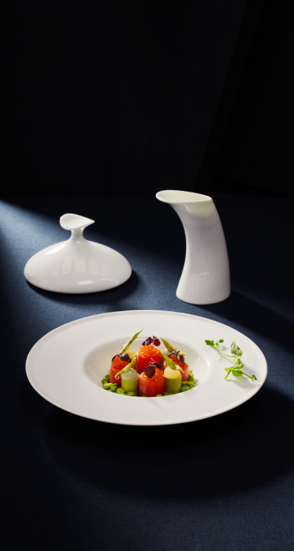 Cloche pour assiette creuse gourmet rond blanc porcelaine bone china Ø 14 cm Bravura Rak