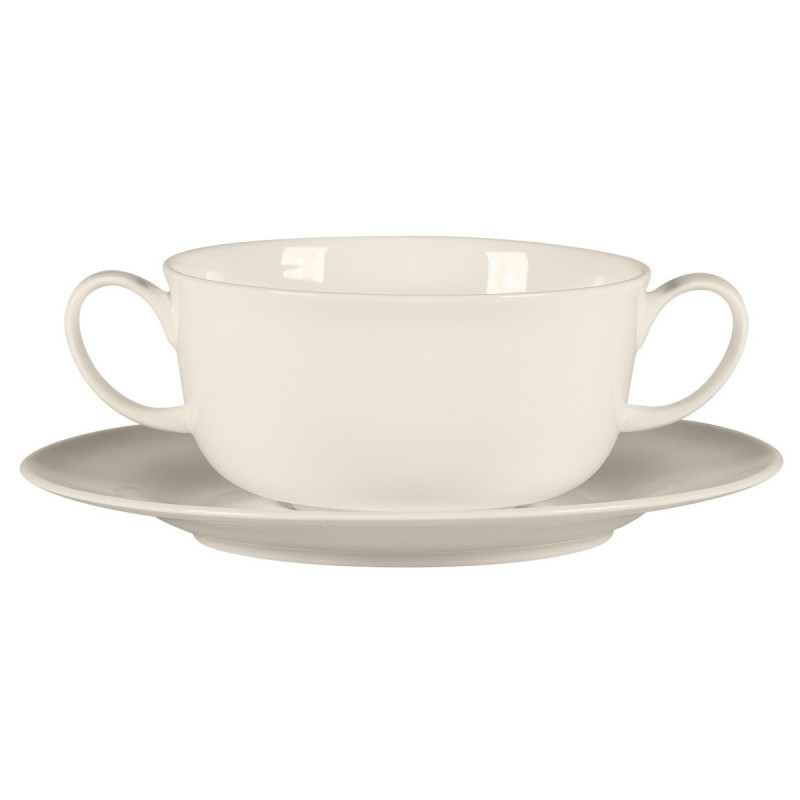 Tasse à bouillon avec 2 anses rond blanc porcelaine bone china 30 cl Ø 10,8 cm Bravura Rak