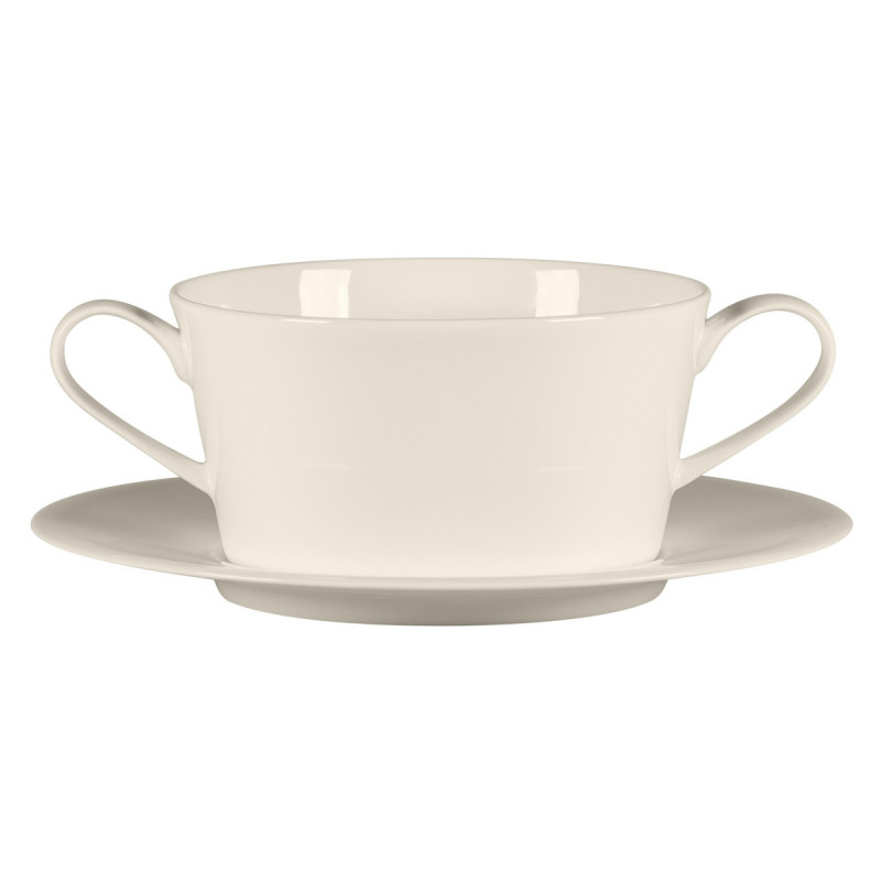 Tasse à bouillon avec 2 anses rond blanc porcelaine bone china 36,9 cl Ø 11,8 cm Fedra Rak