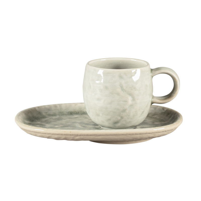 Sous-tasse à expresso ovale céladon porcelaine vitrifiée 15 cm Krush Rak