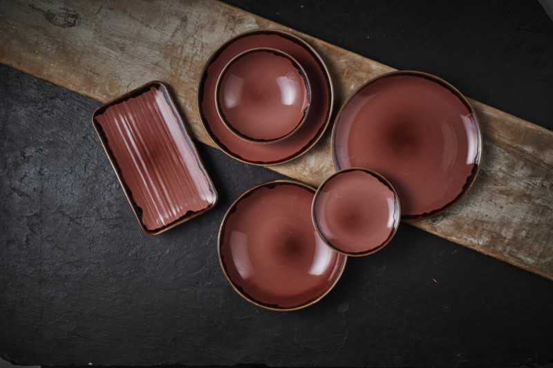 Assiette organique prune porcelaine vitrifiée 27x16 cm Harvest Dudson